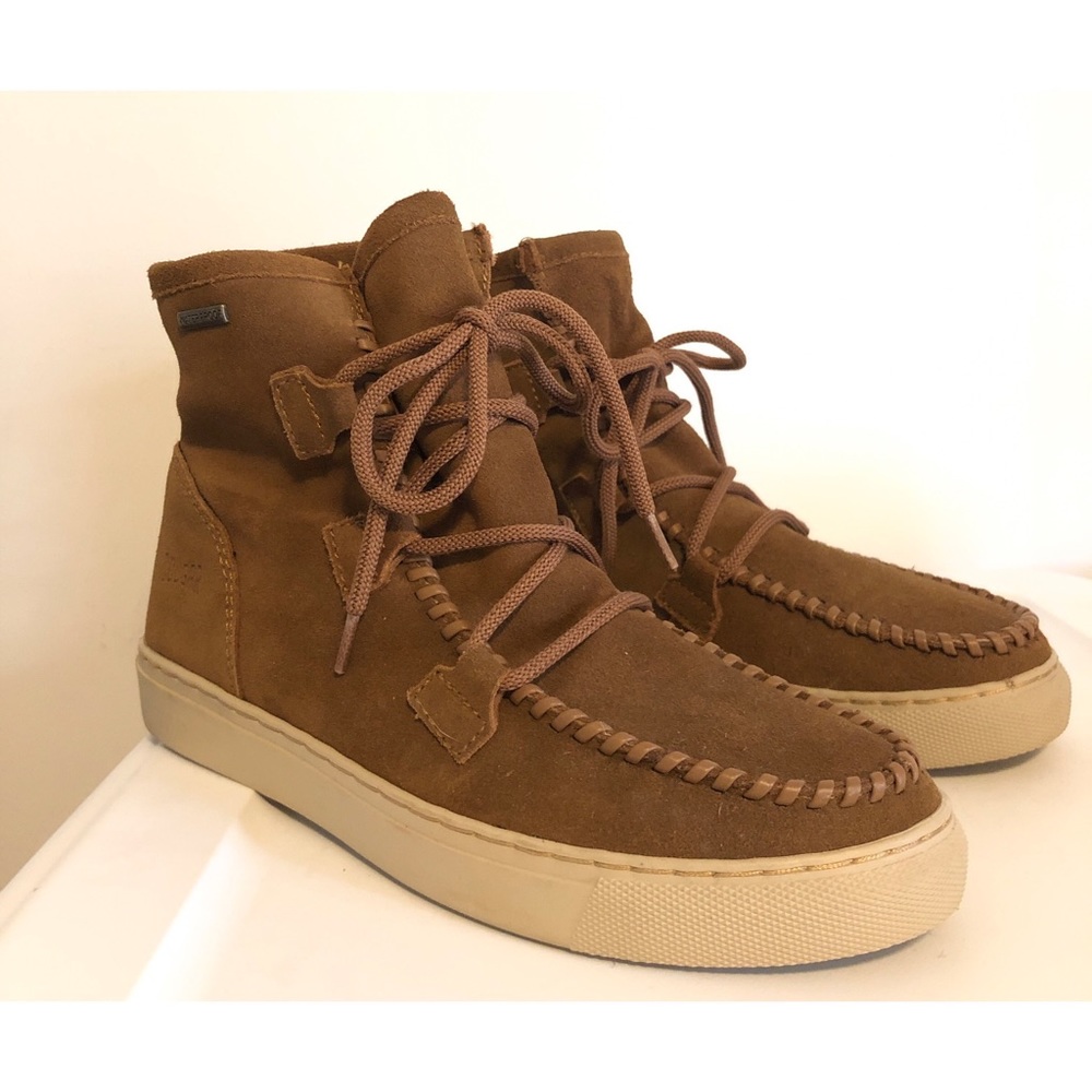 Cougar Fabiola Tan Waterproof Suede Lace Up Moccasin